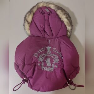 Pre-owned Y2K Vintage Juicy Couture Dog Double-Sided Down Jacket S Burgundy